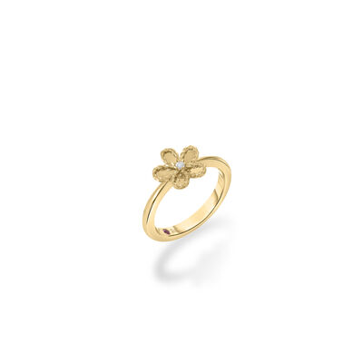 Roberto Coin 18K Yellow Gold Jasmine Diamond And Polished Finish Small Flower Ring