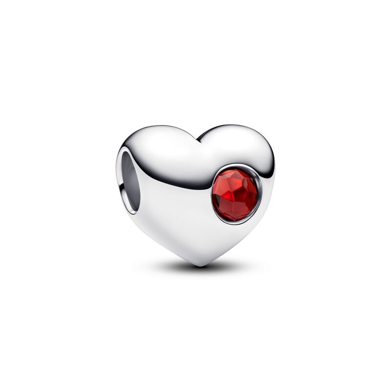 Pandora Engravable Red Stone Heart Charm image number 0