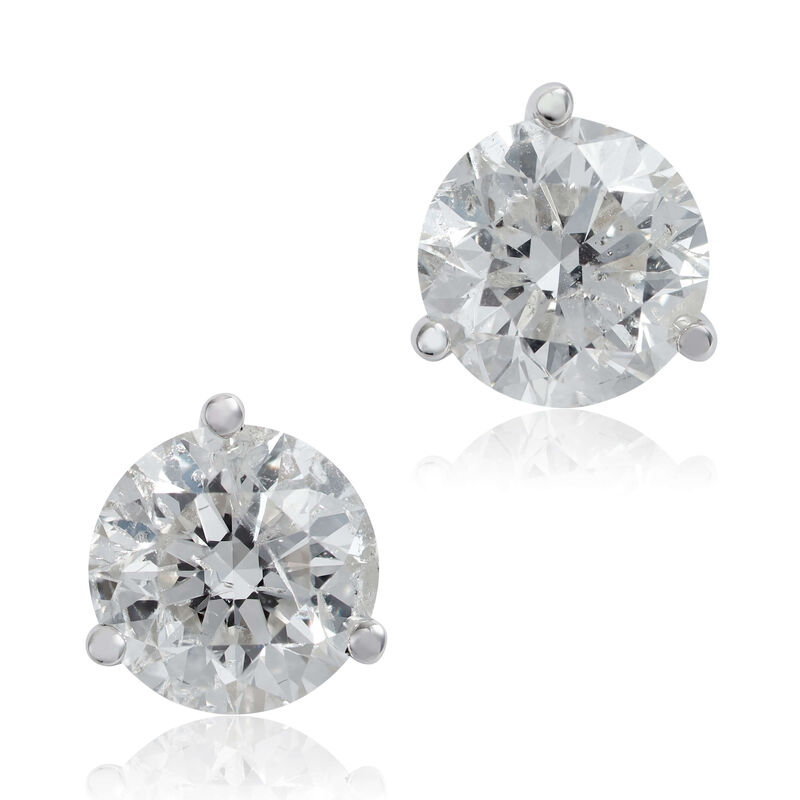 Diamond Solitaire Earrings 14K, 3 ctw. image number 1