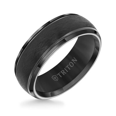 TRITON Comfort Fit Black Tungsten Band 8MM