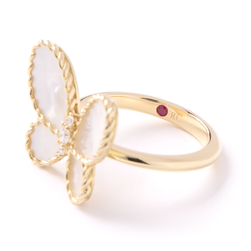 Roberto Coin 18K Yellow Gold Jasmine Diamond & Mother Of Pearl Butterfly Ring image number 2