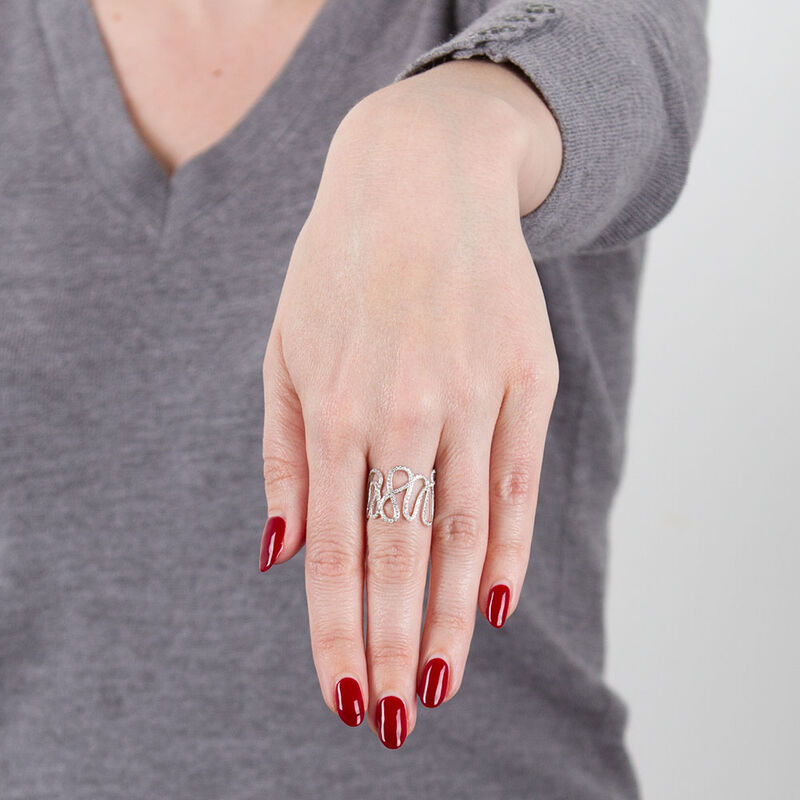 Open Squiggle Diamond Ring 14K image number 1
