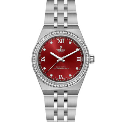 TUDOR Royal Red Dial Watch, 30mm