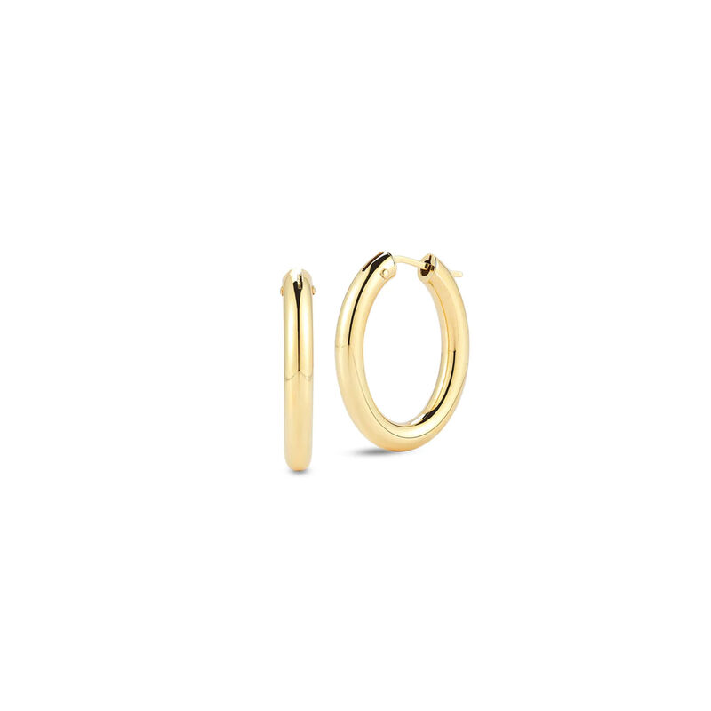Roberto Coin Designer Gold Medium Oval Hoop Earrings, 18K Yellow Gold. image number 1