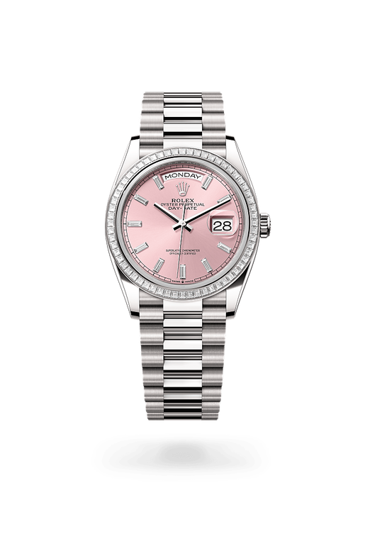 rolex day-date in 18 ct white gold, m128399tbr-0029 - ben bridge