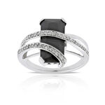 Rectangular Onyx & Diamond Ring 14K