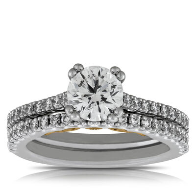 Ben Bridge Signature Diamond Two-Tone Bridal Set 18K