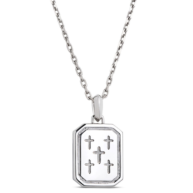 Blue Sapphire and Diamond Dog Tag Necklace, 18K White Gold image number 2