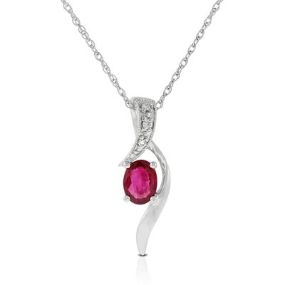 Ruby & Diamond  Pendant 14K
