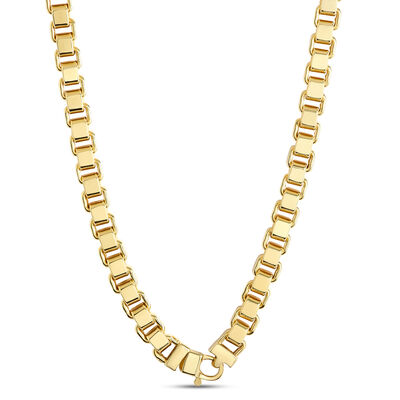 Toscano Square Box Link Necklace, 14K Yellow Gold