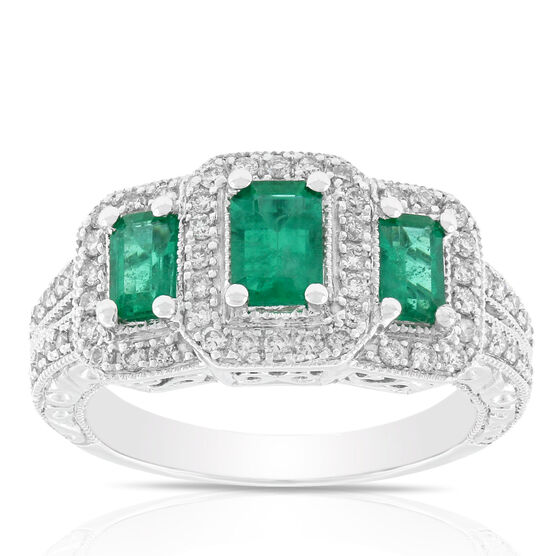Emerald & Diamond Three-Stone Ring 14K | Ben Bridge Jeweler