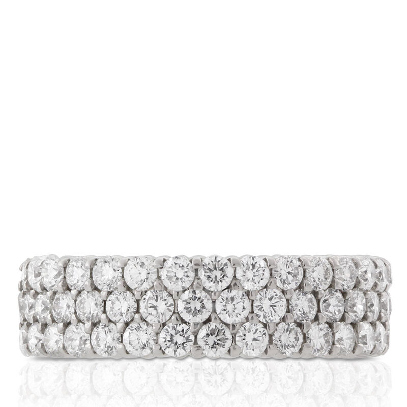 Three Row Diamond Eternity Ring in Platinum, Size 7 image number 2