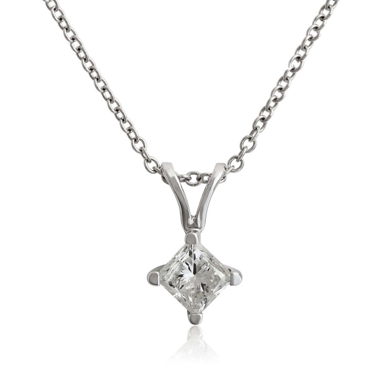 Princess Cut Diamond Solitaire Necklace 14K, 3/8 ct. image number 0