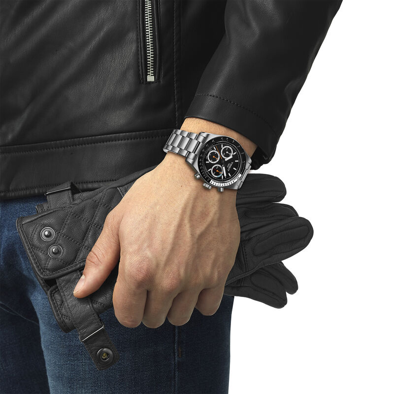 TISSOT PR516 Mechanical Chronograph Black Dial Watch, 41mm image number 5