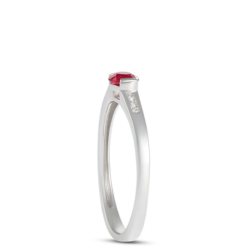 Oval Ruby and Diamond Ring, 14K White Gold image number 1