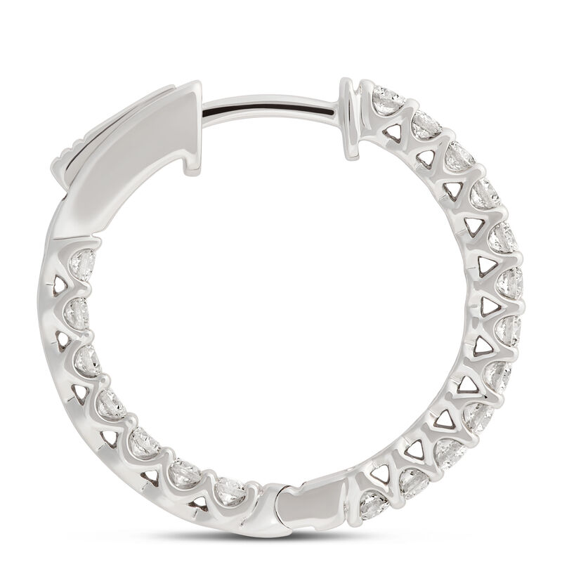 Diamond Inside Out Hoops, 14K White Gold image number 1