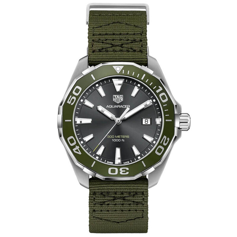 TAG Heuer Aquaracer Quartz Mens Khaki Nylon Steel Watch, 43mm image number 0