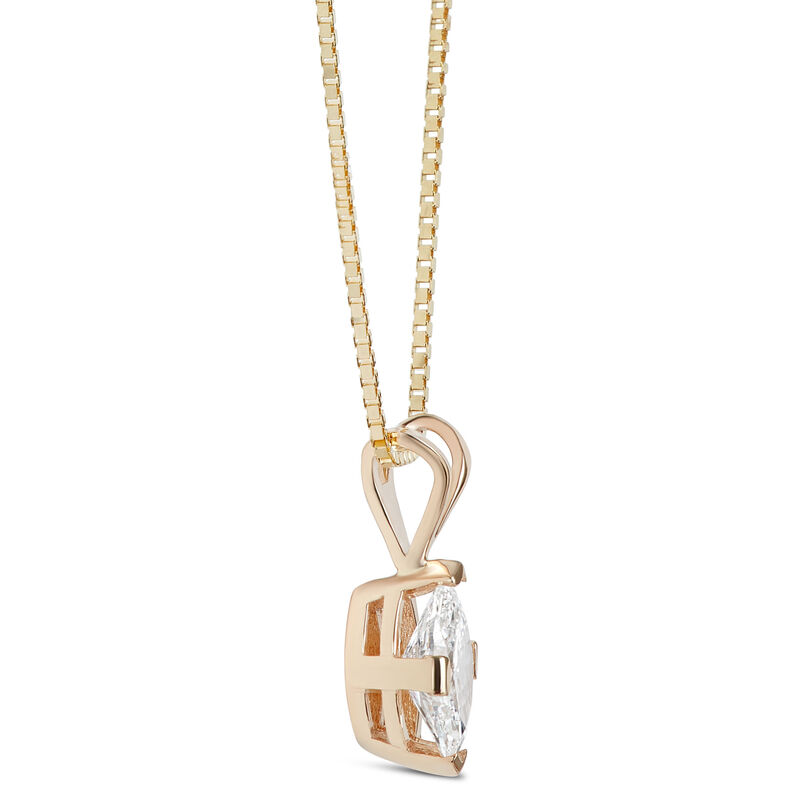 Marquise Solitaire Diamond Pendant, 14K Yellow Gold image number 1