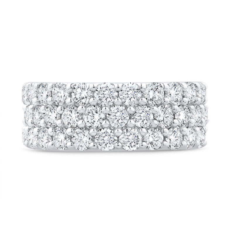 Bella Ponte Three-Row Tiger Set Diamond Bridal Ring, 14K White Gold Size 6.5 image number 3