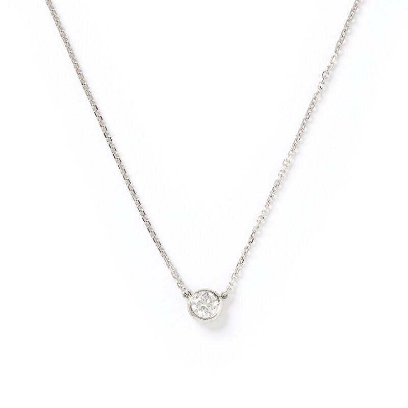 Bezel Set Solitaire Diamond Pendant, 14K White Gold image number 0