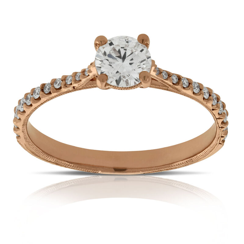 Rose Gold Diamond Engagement Ring 14K image number 0