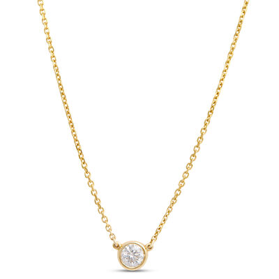 Classic Round Diamond Necklace, &frac14; Carat, 14K Yellow Gold