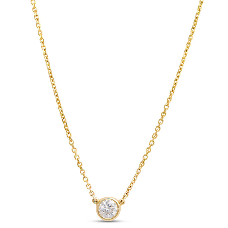 Classic Round Diamond Necklace, &frac14; Carat, 14K Yellow Gold image number 0
