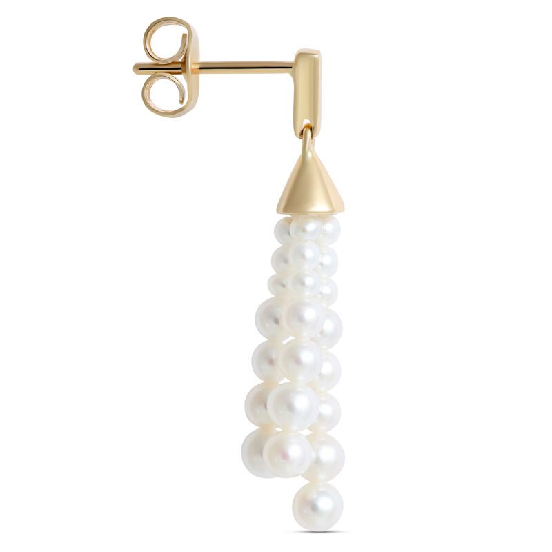Cultured Pearl Cluster Drop Earrings, 14K Yellow Gold image number 1