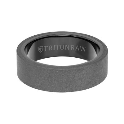 TRITON RAW Comfort Fit Sandblasted Matte Finish Band in Tungsten, 7 mm