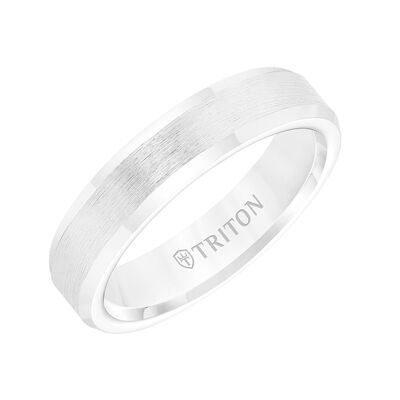 TRITON Contemporary Comfort Fit Brush Finish Band in White Tungsten, 5 mm&nbsp;