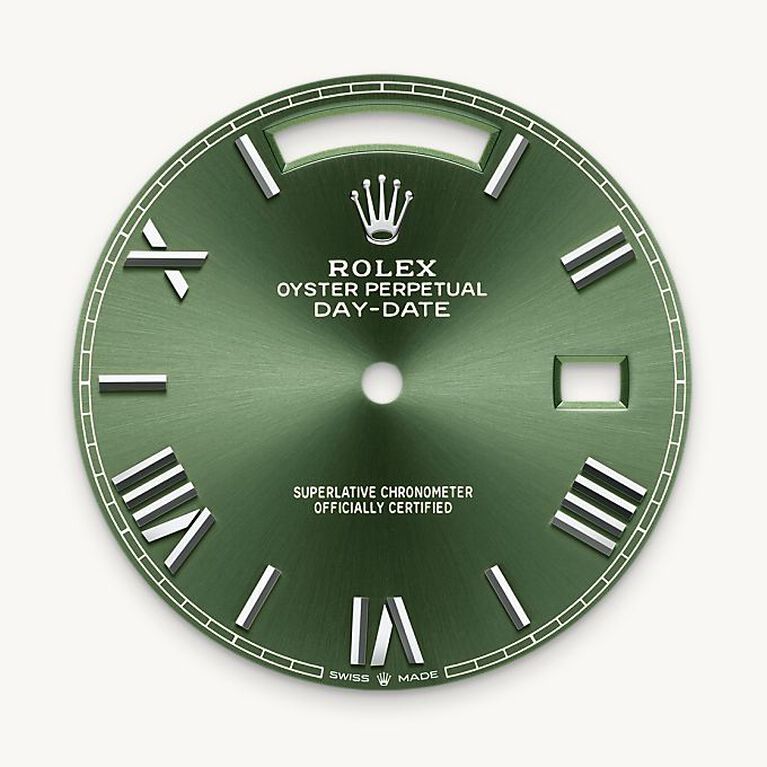 rolex day-date in 18 ct white gold, m228239-0033 - olive-green dial - ben bridge