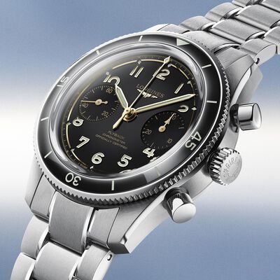 Longines Spirit Pilot Flyback Black Dial Watch, 39.5mm