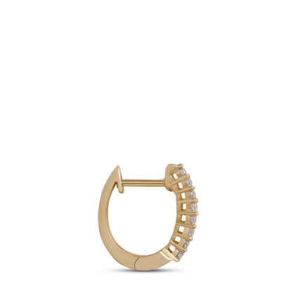 12MM Oval Prong Diamond Hoop Earrings, 14K Yellow Gold