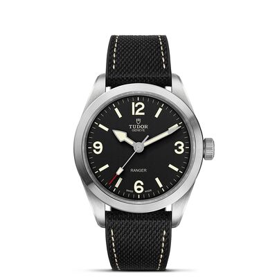 TUDOR Ranger Watch Black Dial Black Rubber Strap, 39mm