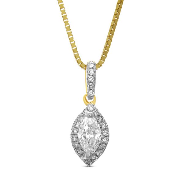 Marquise Cluster Diamond Pendant, 14K Yellow Gold