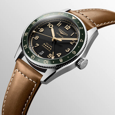 Longines Spirit Zulu Time Black Dial Watch, 39mm