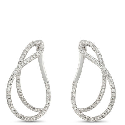 Double Swirl Diamond Earrings, 0.40 Carat Total Weight, 14K White Gold
