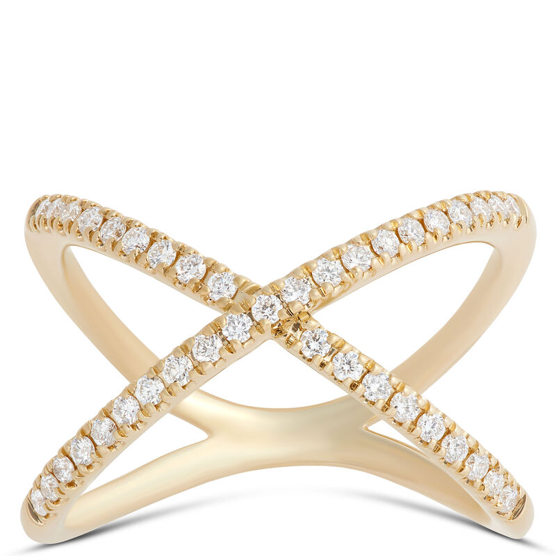 Crisscross Diamond Ring, 14K Yellow Gold image number 0