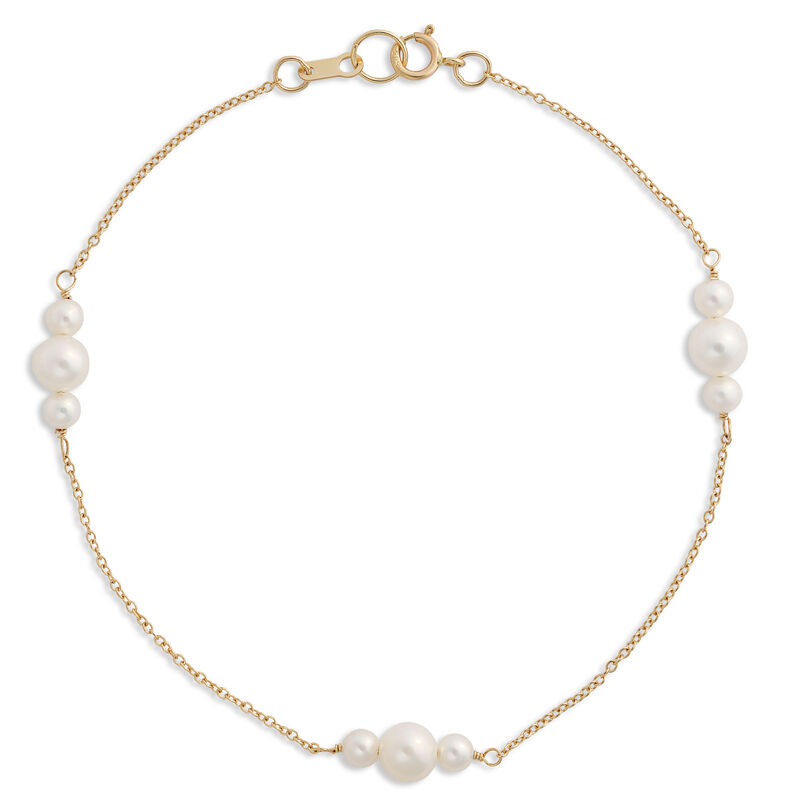 Freshwater Pearl Station Bracelet, 14K Yellow Gold image number 0