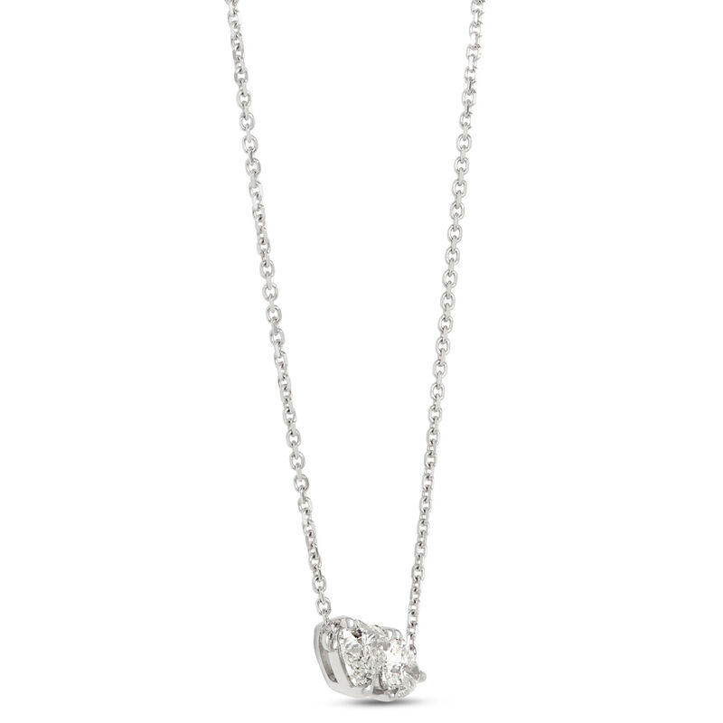 Double Heart Diamond Necklace, 14K White Gold image number 2
