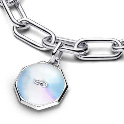 Pandora ME Infinity Medallion Charm Pandora ME sterling silver with white, blue, pink and purple enamel