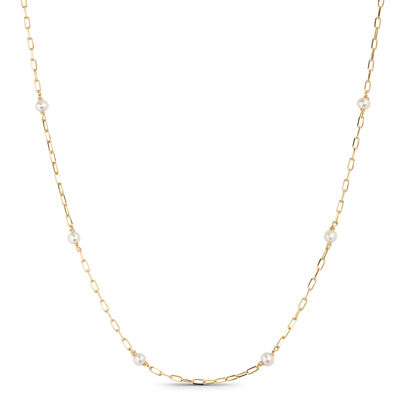 Cultured Freshwater Paperclip Pearl Necklace 14K, 18"