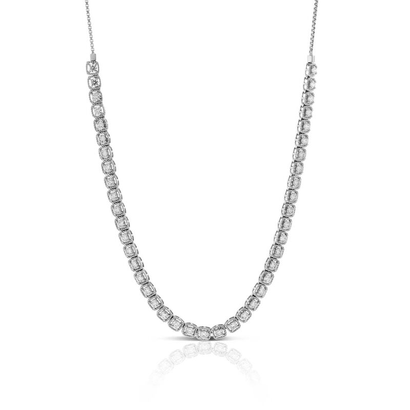 Diamond Milgrain Square Link Necklace 14K, 3.7 ctw. image number 0