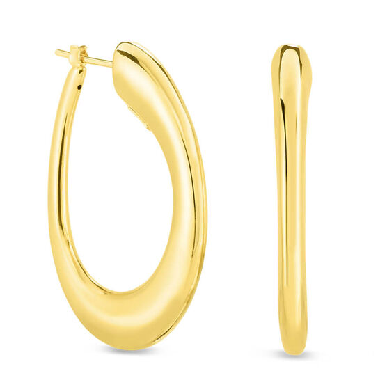 Roberto Coin Oro Classic Contoured Oval Hoop Earrings 18K