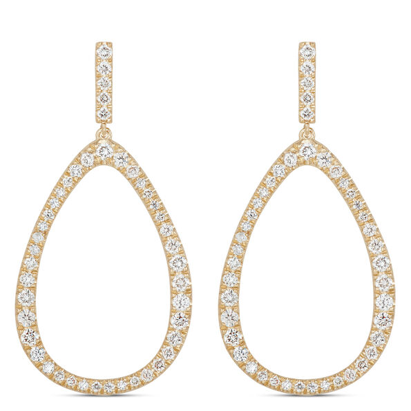Open Pear Cluster Diamond Earrings, 14K Yellow Gold