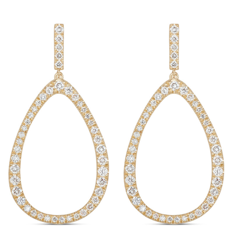Open Pear Cluster Diamond Earrings, 14K Yellow Gold image number 0