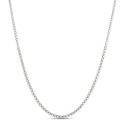 Classic Round Diamond Necklace, 3 Total Carat Weight, 14k White Gold