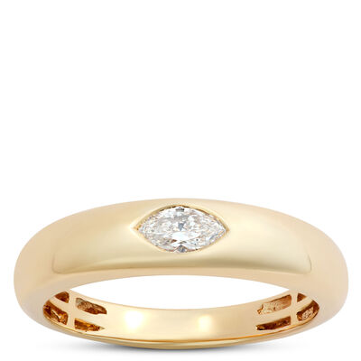 Solitaire Marquise Diamond Band, 14K Yellow Gold