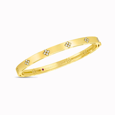 Roberto Coin 18K Gold Love in Verona Narrow Width Diamond Accent Bangle