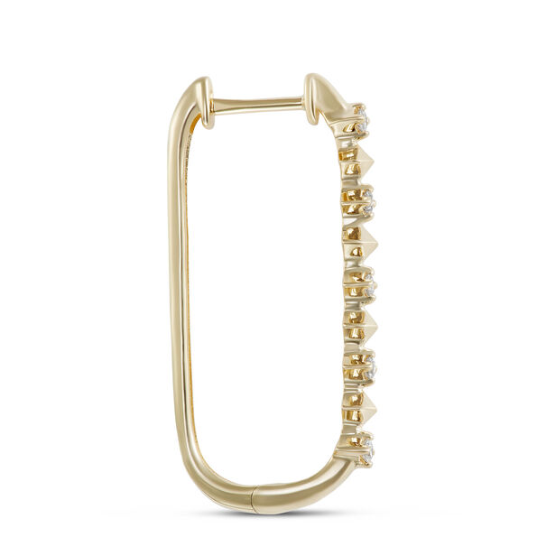 Oval Hoop Diamond Earrings, 14K Yellow Gold
